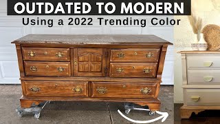 Outdated to Modern Dresser Makeover  Using Trending Paint Color of 2022 Extreme Furniture Makeover [upl. by Chamberlin]