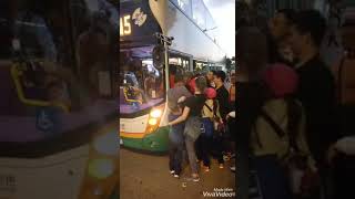 Chinese mainlanders trying to get on a bus in Hong Kong  2019 [upl. by Notsgnal707]