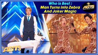 Who is Best  Man Turns into Zebra And Joker Magic  American Got Talent Show  AGTS [upl. by Etrem]