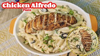 Creamy Pasta With Chicken steak Chicken Alfredo pasta Recipe  Alfredo Pasta 😋 [upl. by Holbrook881]