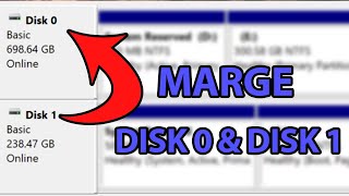 How to Merge Disk 0 and Disk 1 Windows 10  Extend C drive To Another Disk [upl. by Dloreg]