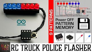 DIY RC Truck LED Police Light Flasher With Push Button Pattern Control  ATtiny85 Projects [upl. by Anilem]