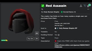 Claiming the ✅ Red Assassin UGC Limited  Roblox [upl. by Ynnavoig]