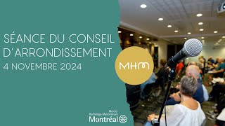 04112024 18 H 30  Conseil darrondissement de MercierHochelagaMaisonneuve [upl. by Nehgem]