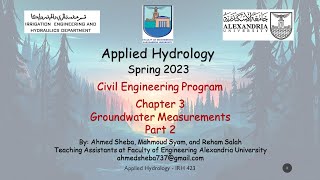 Chapter 3 Groundwater Measurements Part 2 [upl. by Dace]