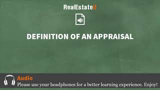 191 Definition of an Appraisal  Georgia Real Estate License  RealEstateUtv [upl. by Hullda]