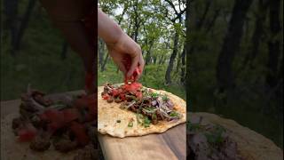 Delicious tantuni recipe in the forest Ormanda lezzetli tantuni tarifi cooking [upl. by Ravo]