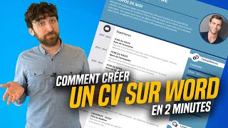 COMMENT CRÉER UN CV simple et rapide sous WORD en 2 MINUTES [upl. by Keel]