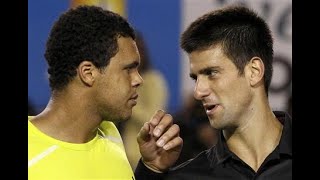 720p Tsonga v Djokovic  Australian Open 2010 QF Highlights [upl. by Lhadnek]