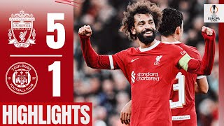 HIGHLIGHTS Liverpool 51 Toulouse  First Endo goal Jota goes solo amp another Salah record [upl. by Lleraj269]