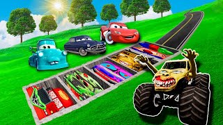 TRANSPORTING PIXAR CARS amp FRUITS WITH COLORED amp JOHN DEERE vs CLAAS vs TRACTORS  BeamNGdrive 962 [upl. by Ress493]