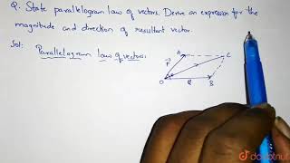 State parallelogram law of vectors  Derive an expression for the  Class 10 Physics  Doubtnut [upl. by Lal]