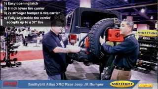 SEMA 2012  Smittybilt Atlas Rear Jeep JK Bumper with Tire Carrier [upl. by Ja]