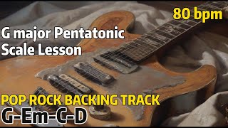 Sweet Melodic Rock Backing Track in G major  Major Pentatonic Lesson [upl. by Llecrad]