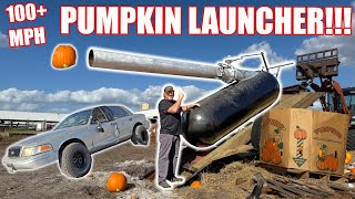 Launching Pumpkins 100MPH At My Crown Vic This Pumpkin Launcher Is No Joke  HUGE ANNOUNCEMENT [upl. by Esyle]