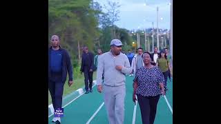 Ethiopian PM Abiy Ahmed and wife exercise on popular green running track in Kigali [upl. by Hudgens]