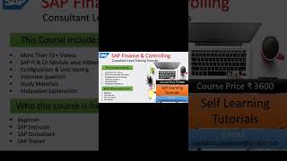 SAP FICO Malayalam Tutorials  Consultant Level Videos l check description [upl. by Reivazx]