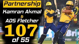 Kamran Akmal amp Fletcher Best Partnership in PSL 3  Peshawar Zalmi Vs KHI Kings  HBL PSL 2018M1F1 [upl. by Mat]