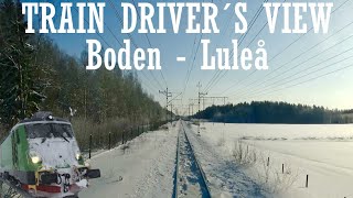 TRAIN DRIVERS VIEW Boden  Luleå Swedish winter [upl. by Sillsby]