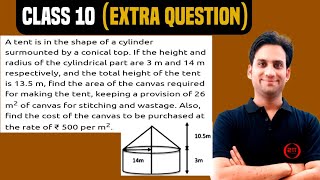 A tent is in the shape of a cylinder surmounted by a conical top If the height and radius of the [upl. by Danelle]