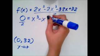 Finding x and y intercepts given a polynomial function [upl. by Annek]