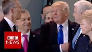 Trump pushes past Montenegro’s PM  BBC News [upl. by Oninotna431]