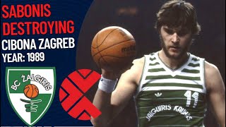 PRIME Arvydas Sabonis DESTROYING Cibona  1989 Cibona VS Žalgiris [upl. by Eilsil]