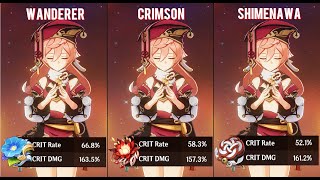 Yanfei  Wanderer Troupe vs Crimson Witch vs Shimenawa Reminiscence  Artifact Comparison [upl. by Eugenides11]