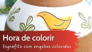 Hora de Colorir  Esgrafito com engobes coloridos [upl. by Asiil]