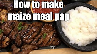 How to make mealie maize meal pap isitshwala sadza  A Southern African staple food [upl. by Harrod331]