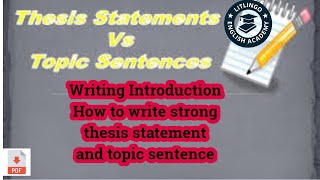 Thesis Statement and Topic Sentence [upl. by Atnuahs762]