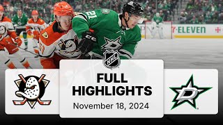 NHL Highlights  Ducks vs Stars  November 18 2024 [upl. by King]