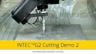 Techni Waterjet® Intec™G2 cutting demo  Glass aluminium stone stainless steel rubber laminated [upl. by Lahcar69]