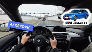 BMW M340i xDrive Touring F31  Acceleration POV Driving  Akrapovic [upl. by Nehtanoj705]