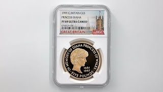 1999 英国 ダイアナ妃追悼記念 5ポンド 金貨 プルーフ NGC PF 69 UC 準最高鑑定 完全未使用品 イギリス 金貨 6768529018 [upl. by Opportuna703]