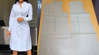 How to draft a basic shirt dress with a waist dart Easiest method [upl. by Alene170]