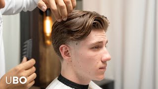 GREAT HAIRCUT How to Do a Low taper fade with Middle Part  Step by Step [upl. by Bosson]