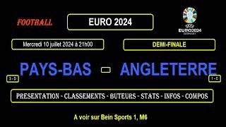 PAYSBAS  ANGLETERRE  EURO 2024  DemiFinale  PRONOS STATS INFOS  10072024 [upl. by Enahsed813]