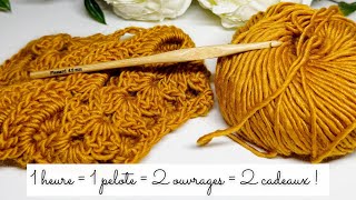 1 pelote  1 H  2 ouvrages au crochet  2 cadeaux  Patron GRATUIT  Modèle crochet facile [upl. by Marilin]