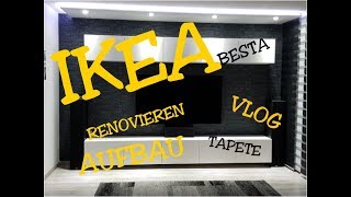 IKEA BESTA WOHNWAND WOHNZIMMER RENOVIEREN TAPEZIEREN VLOG DEUTSCH HAUL [upl. by Einre]