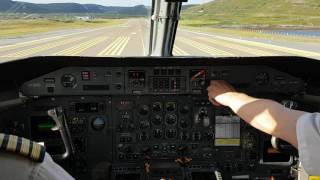 Cockpit view of take off from Mehamn Airport ENMH for North Cape and Honningsvåg Airport ENHV [upl. by Aldridge]