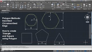 AutoCAD Polygon Command Tutorial Complete  Inscribed Circumscribed Edge Triangle Square [upl. by Adnolor]