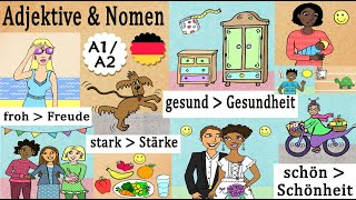 Deutsch lernen 32 Adjektive amp passende Nomen  Deutschkurs A1  A2 learning German [upl. by Nnaeed]