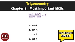 Trigonometry Class 10 Most Important MCQs for Board Exam [upl. by Tranquada646]