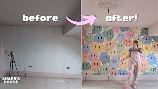 DIY WALLPAPER MURAL  How to hang patterned wallpaper  Sharns House [upl. by Aniahs867]