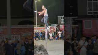 Unicycle Tricks Freestyle Juggling  Buskerfest Festival Carnival Waterloo Ontario Canada  Food [upl. by Assetak50]