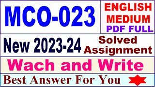 MCO 023 solved assignment 202324 in english  mco 023 solved assignment 2024  ignou mco 023 [upl. by Einahpet]