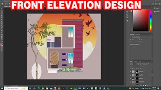 Photoshop realistic render  Front Elevation Render in Photoshop  Photoshop render tutorial [upl. by Nonnek]