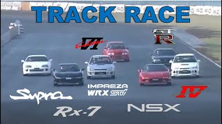 Track Race 112  RX7 vs Supra vs Skyline vs Impreza vs Lancer vs NSX [upl. by Hultgren39]