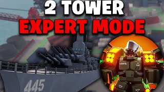 2 TOWER EXPERT MODE WITH WARSHIP  TOWER DEFENSE X ROBLOX [upl. by Llevaj]